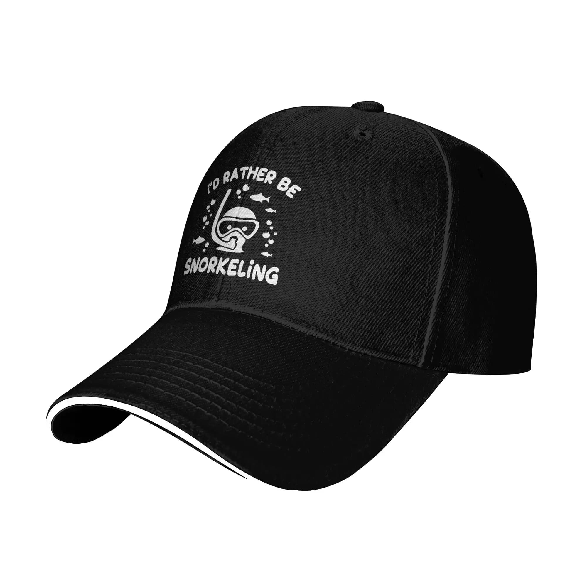 Cappellino da baseball divertente con design 'Preferirei fare snorkeling', cappello hip hop regolabile alla moda per caccia e campeggio, snapback