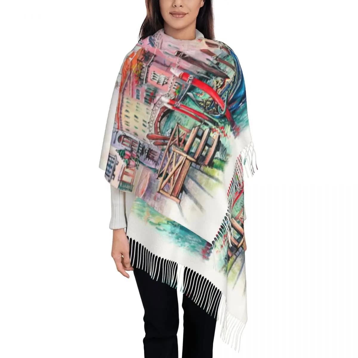 Scarf with tassels Soft scarves for women with enveloping shawls Autumn winter scarves for women
