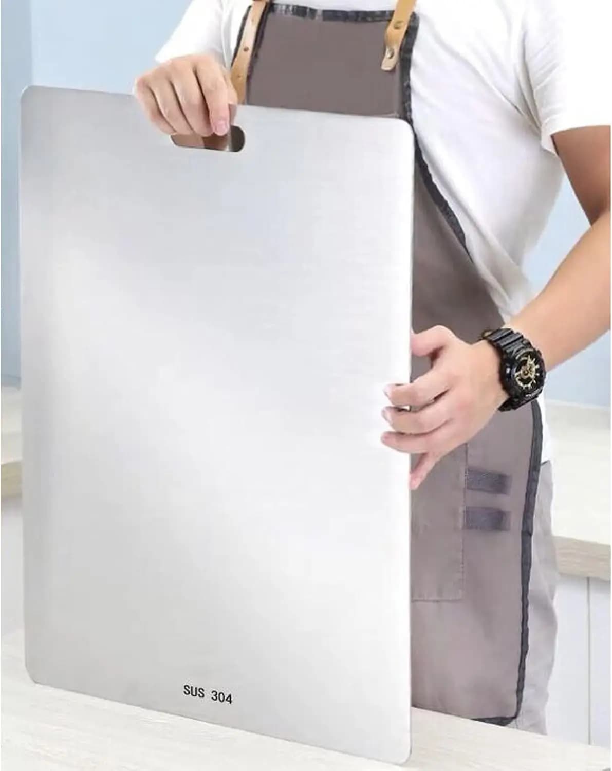 Stainless Steel Plate 304 (Extra Large, 60x50 cm), for Meat, Vegetables, Fruit, Fish, Cheese, Easy to Clean