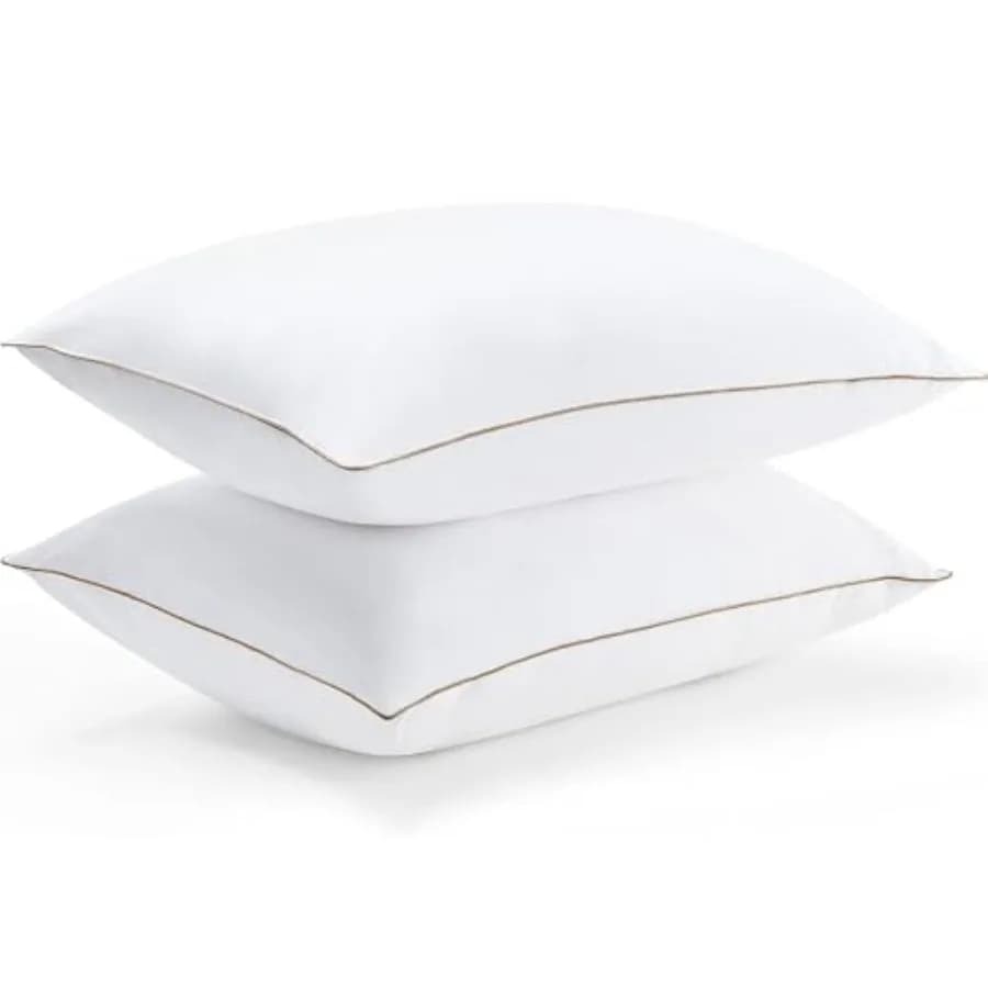 ® Cuscini in Piume e Piumino d'Oca Premium, Durezza Media-Firma, per Dormire, Cuscini di Lusso con Fodera 100% Cotone, Confezione da 2
