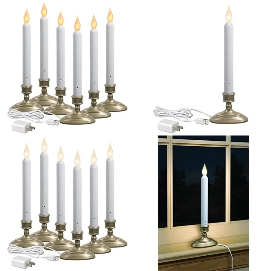 Candela Elettrica LED Senza Fiamma FPC1370P-6 con Nuova Tecnologia Hot Spot e Sensore Crepuscolare, Opzione Luce Calda