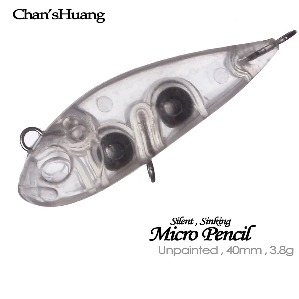 Chan’sHuang 30PCS Unpainted Blanks Bait 3.8g/40mm Sinking Silent Mirco Pencil Artificial Fishing Lure