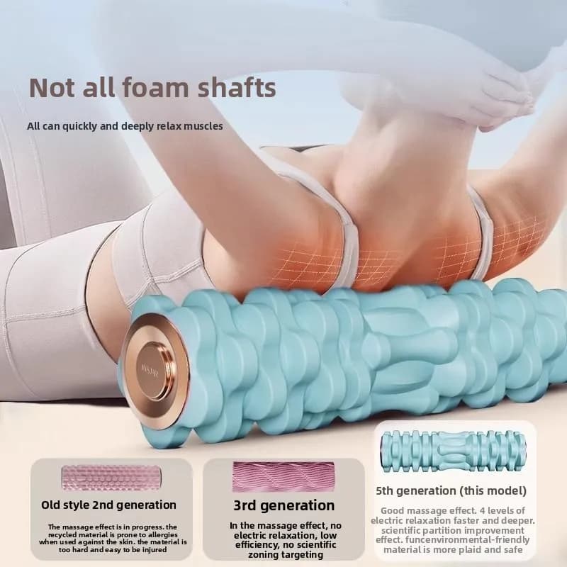 JN Electric Foam Tree Professional Relaxation Muscular Massage Wheel Snail Roller Solid Roller Fitness Back Yoga Artifact