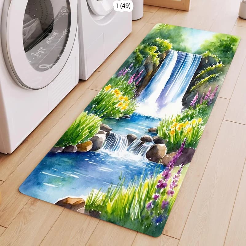 Simpatico tappetino da ingresso con paesaggio verde a cascata, tappetino da cucina, tappetino da bagno, tappeti per soggiorno