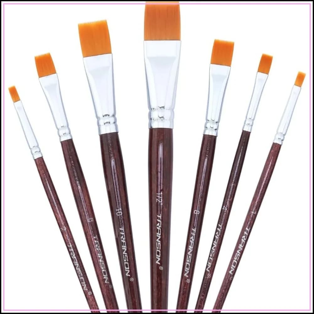 7pcs Flat Paint Brush Set for Acrylic Watercolor Gouache Oil and Body Painting
