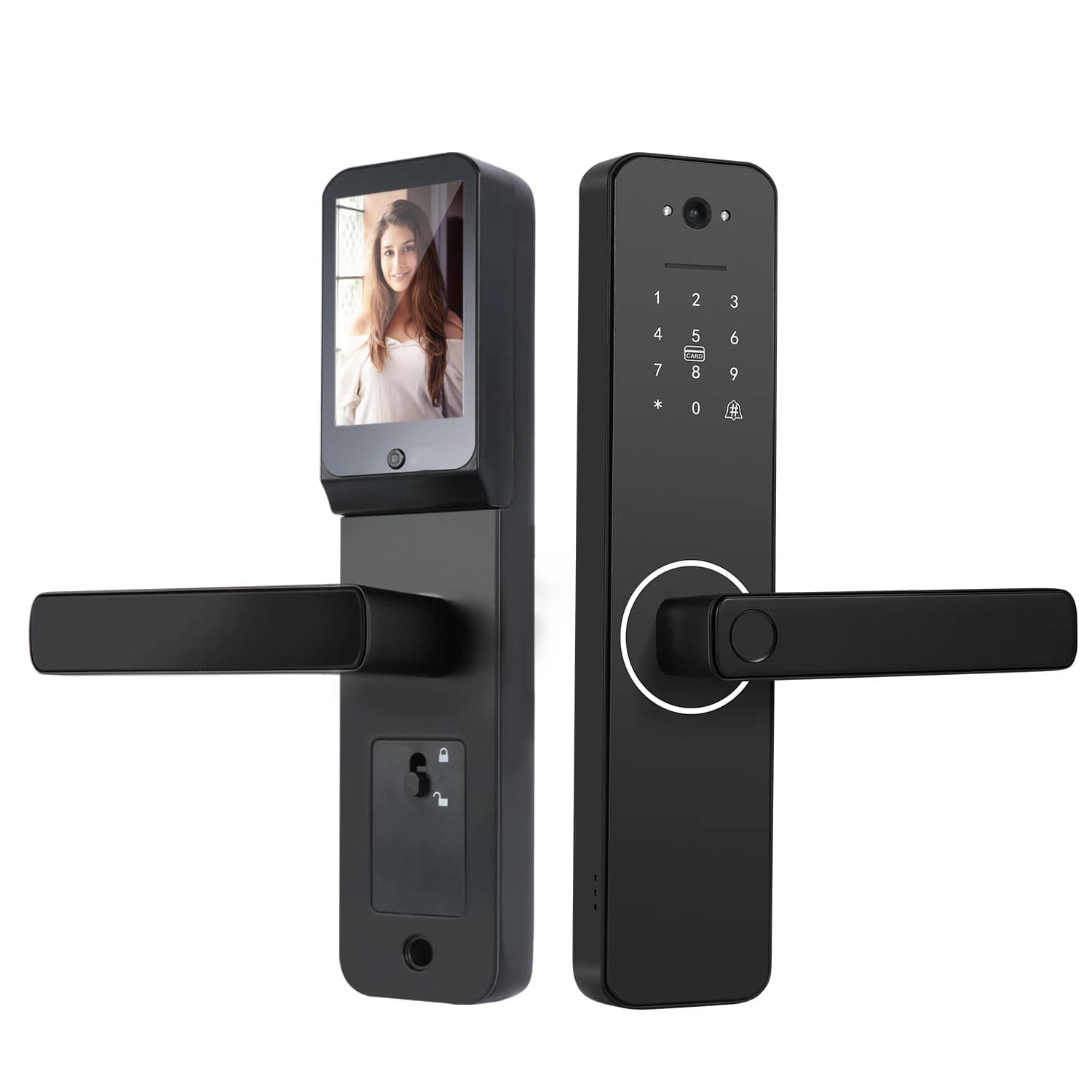 Tuya WiFi Smart Door Lock With Built‑in Camera Digital Electronic Lock Fingerprint Password RFID APP Remote Unlock For Home