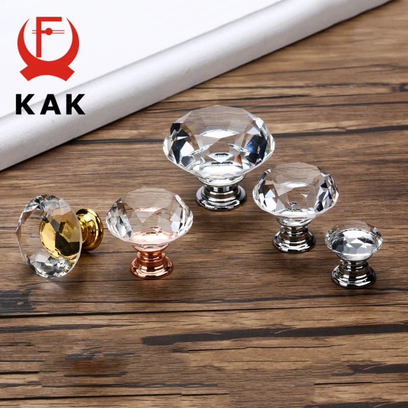 KAK 20-40mm Design a forma di diamante Manopole in cristallo Manopole per cassetti dell'armadio Porta dell'armadio da cucina Maniglie per guardaroba Hardware