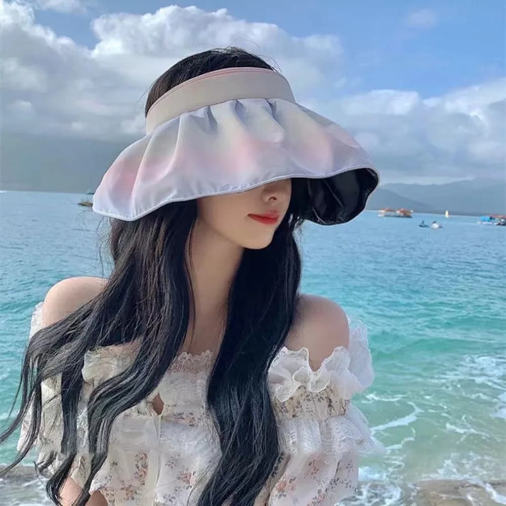 Women's Fashion Parasol Hat, Summer, Anti-UV, with Vinyl Fascia, Conchiglia, Colorful Sfumato, with Visiera Open for Viso