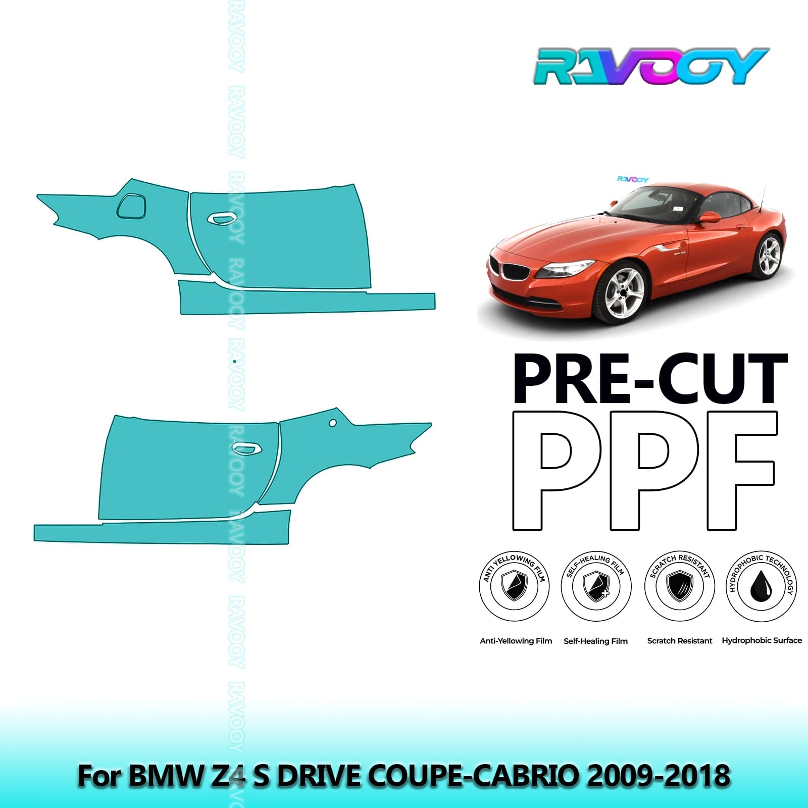 Per BMW Z4 S DRIVE COUPE-CABRIO 2009-2018 8.5mil Trasparente Opaco Pre-Cut PPF Porta e Kit Pilastro A/B Set di Pellicole di Protezione Vernice TPU
