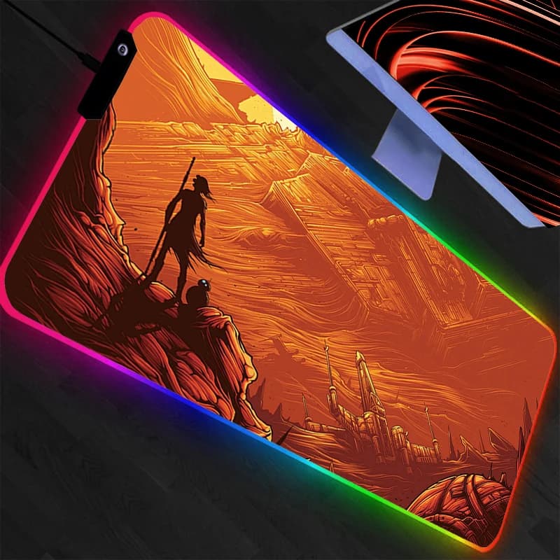 Tappetino per mouse RGB Star Wars Lockedge con retroilluminazione Accessori da gioco Tastiera per computer Tappetino per mouse LED Tappetino per mouse da scrivania Animazione