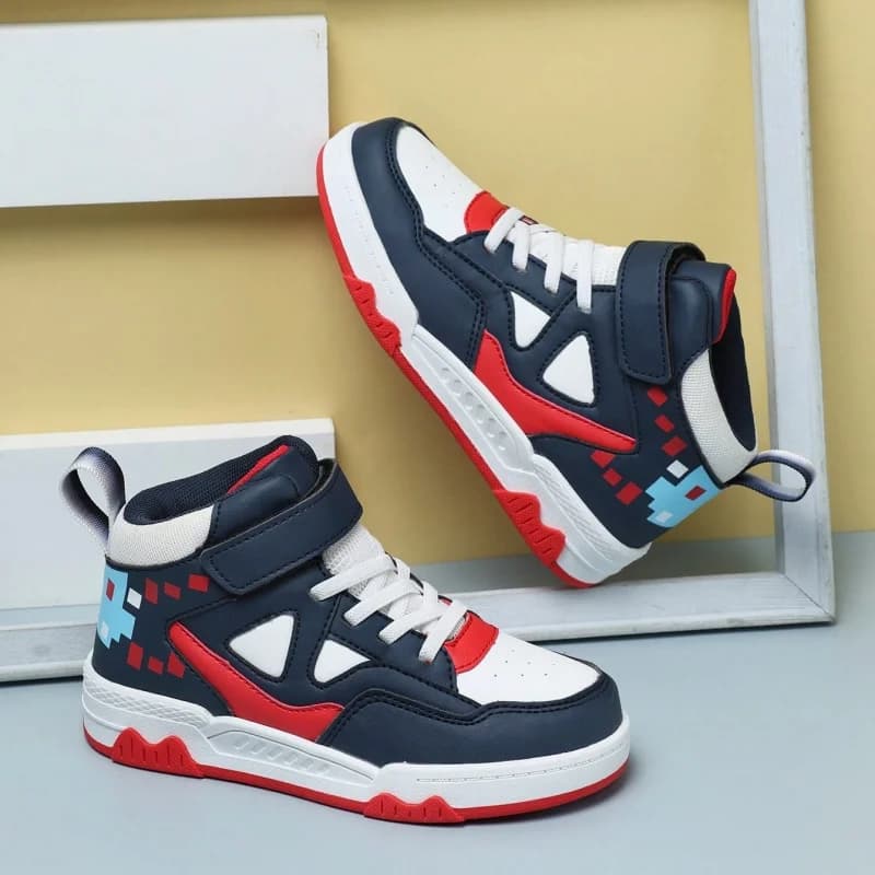 Un paio di scarpe sportive alte in pelle quattro stagioni per bambini, sneakers morbide e comode, taglie 28-39, YC-D015