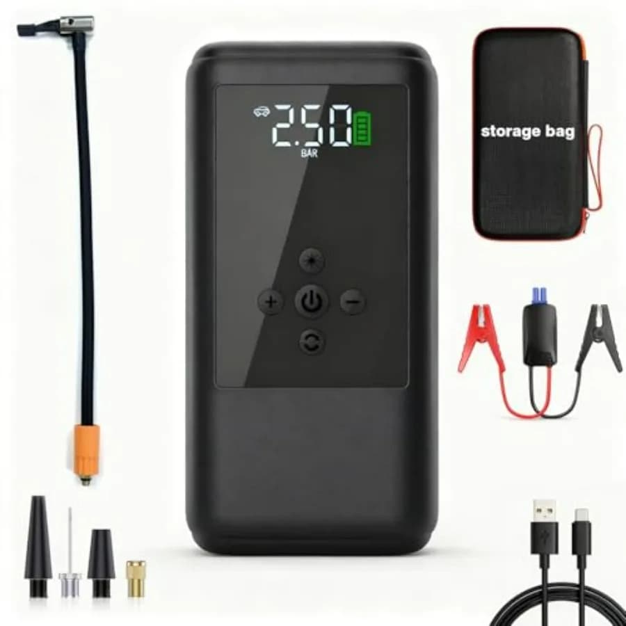 Avviatore di Emergenza Portatile al Litio 12V Supersafe con Compressore d'Aria 250PSI per Avviamento Batteria Auto e Gonfiaggio Pneumatici 10.0 Gas/6.5
