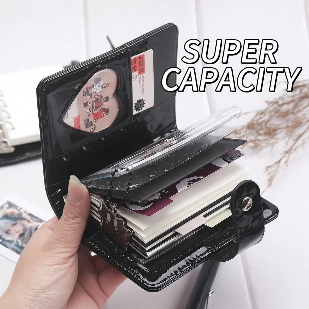 Loose Leaf Notebook Portable M5 Sized Notebook Patent Leather Journal Large Capacity Zipper Pocket Notebook For Accessory Note