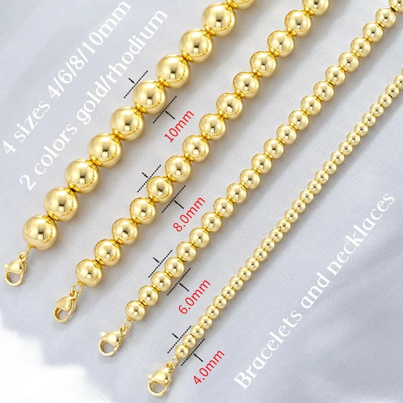 ZHUKOU Bracciale con collana di perline placcata oro 18 carati semplice regolabile per uomo e donna: VL472-VL479