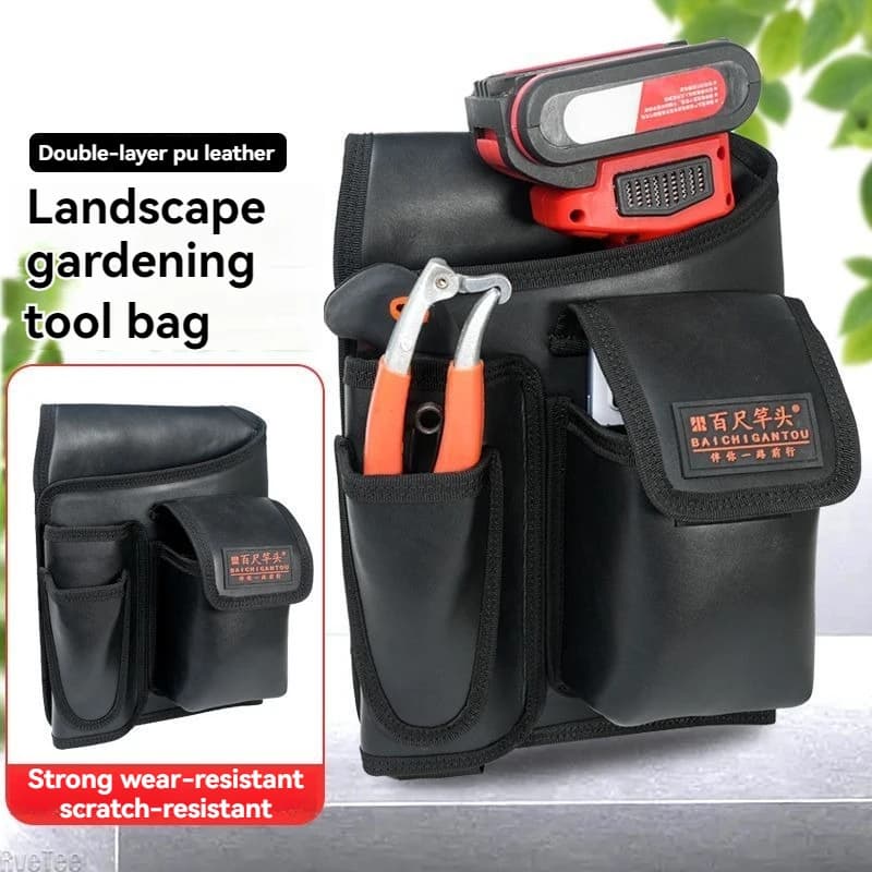 Two Way Electric Tool Bag Synthetic Leather for Power and Cellular Scissors, Ideal for Gardeners and Fruit Collection
