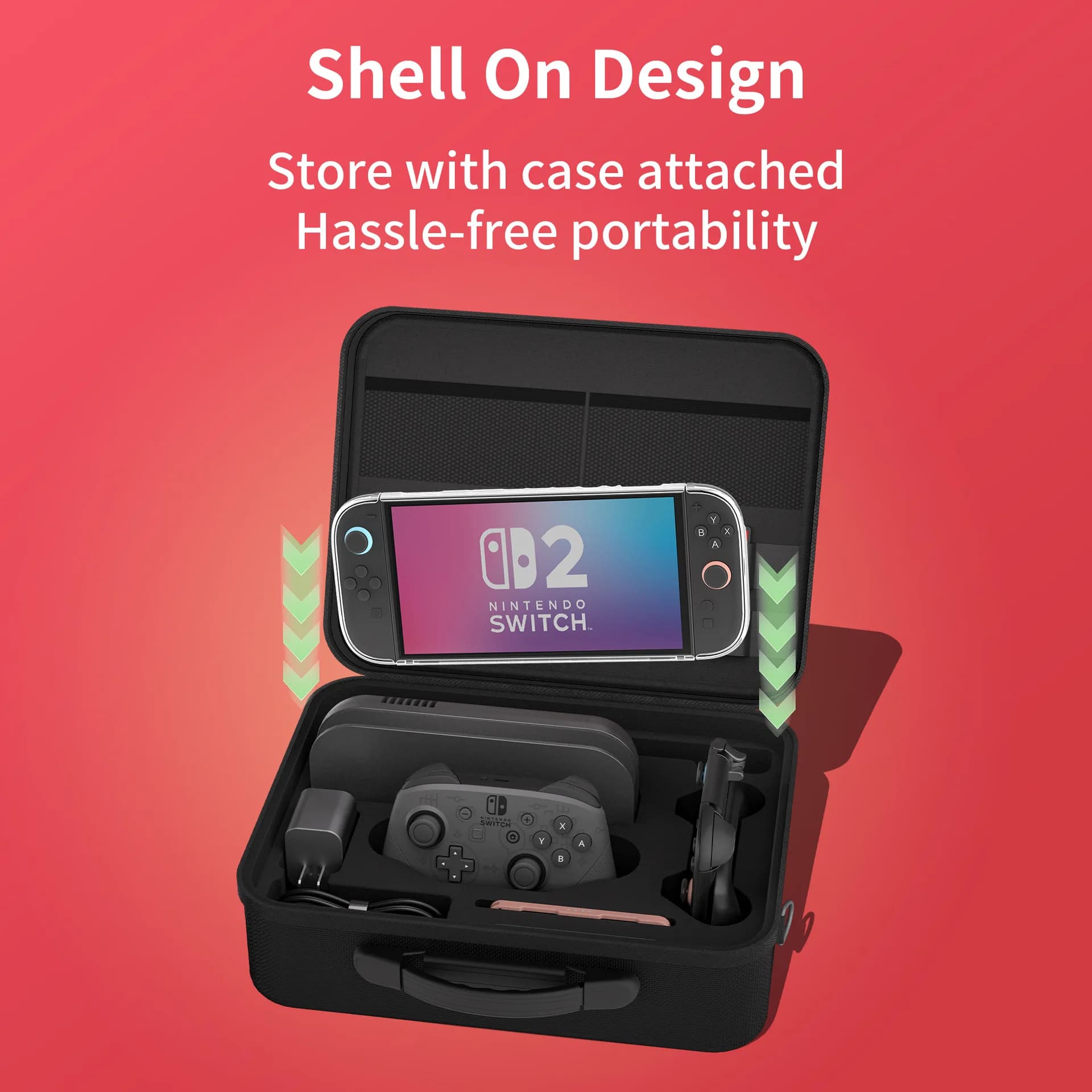 All in One Large Carrying Case For Switch 2 Hard Shell Protective Case Storage Bag For Switch 2 Console & Accessories