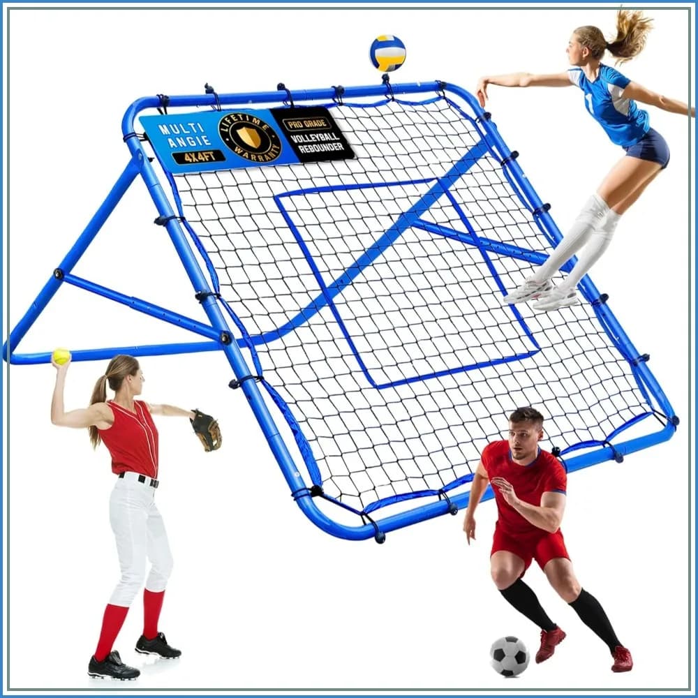 Volleyball Baseball Rebounder Net, Softball Pitchback Net Quick Adjustments, Lacrosse Bounce Back Practice Equipment, Ideal for Outdoor Indoor Backyard Training