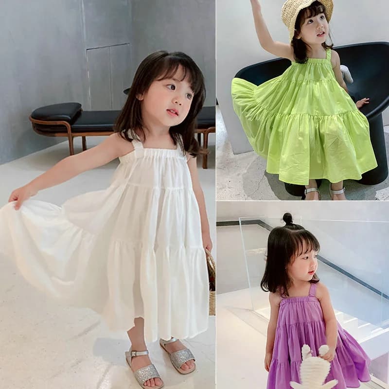 Vestiti Estivi per Bambine, Abiti Eleganti per Bambine Piccole, Vestiti Monocolore per Bambini, Abiti Eleganti per Feste, Abbigliamento Casual