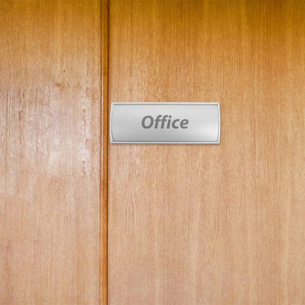 Porta-Nome in Lega di Alluminio Curvo, Supporto da Parete per Targhette, Insegna per Ufficio, Sala Conferenze, Aula, Etichettatura Scrivania