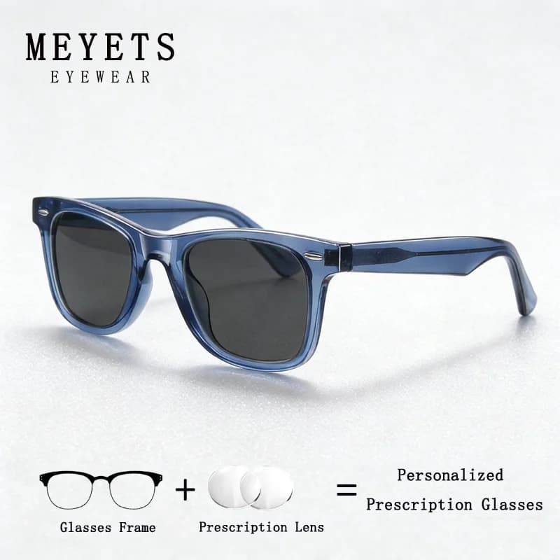 MEYETS Men Polarized Prescription Sunglasses For Women Classic Retro Rivet Sunglasses For Driving Fishing Outdoor Shades Glasses