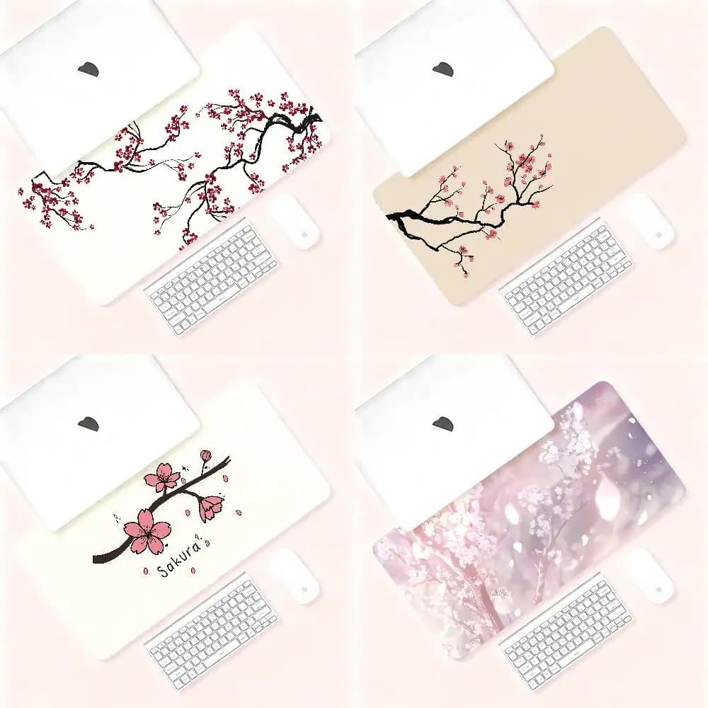 Tappetino per mouse Kawaii Sakura Giapponese, tappetino per computer, tappetino da scrivania, tappetino per tastiera laptop, tappetino per mouse grande con paesaggio giapponese per ufficio