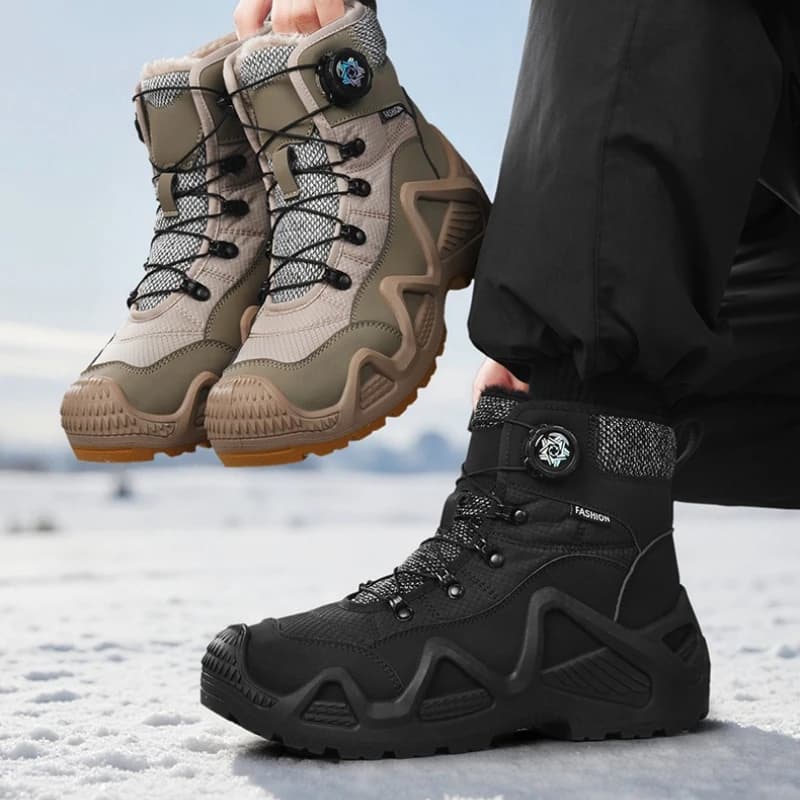 Scarpe da trekking all'aperto antiscivolo da uomo di grandi dimensioni professionali con pomello rotante caldo in pile da neve invernale