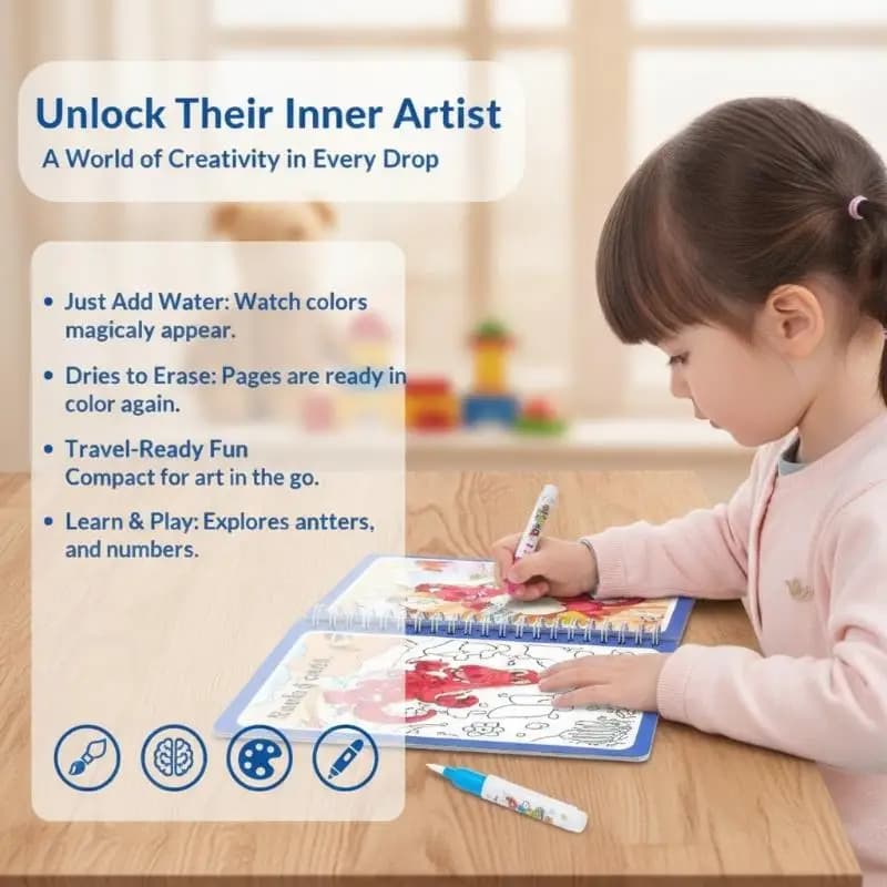 Magic Water Eco-Friendly Reusable Montessori Toy for Toddlers Early Education Road Trip Entertainment