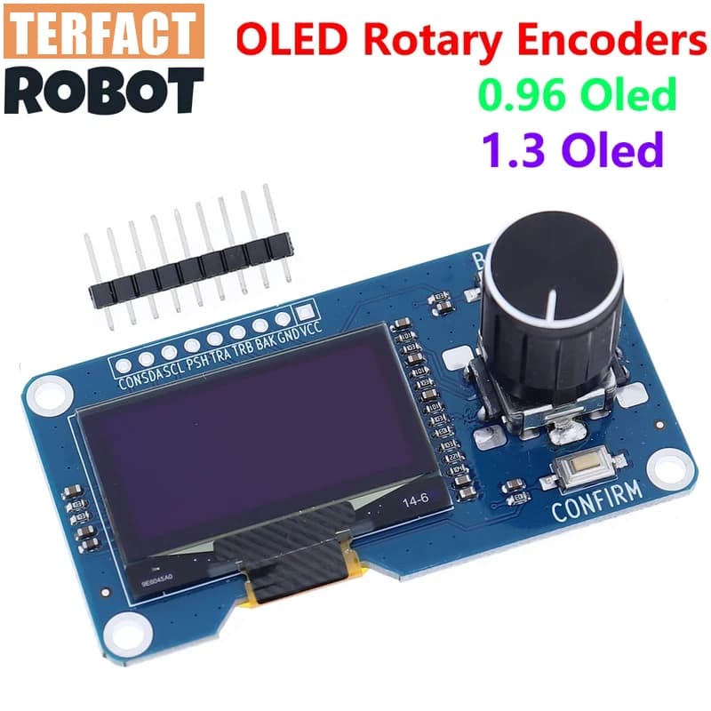 SAMIROB 0,96/1,3 inch white oled display combined with the IIC interface of the EC11 rotary encoder module for arduino