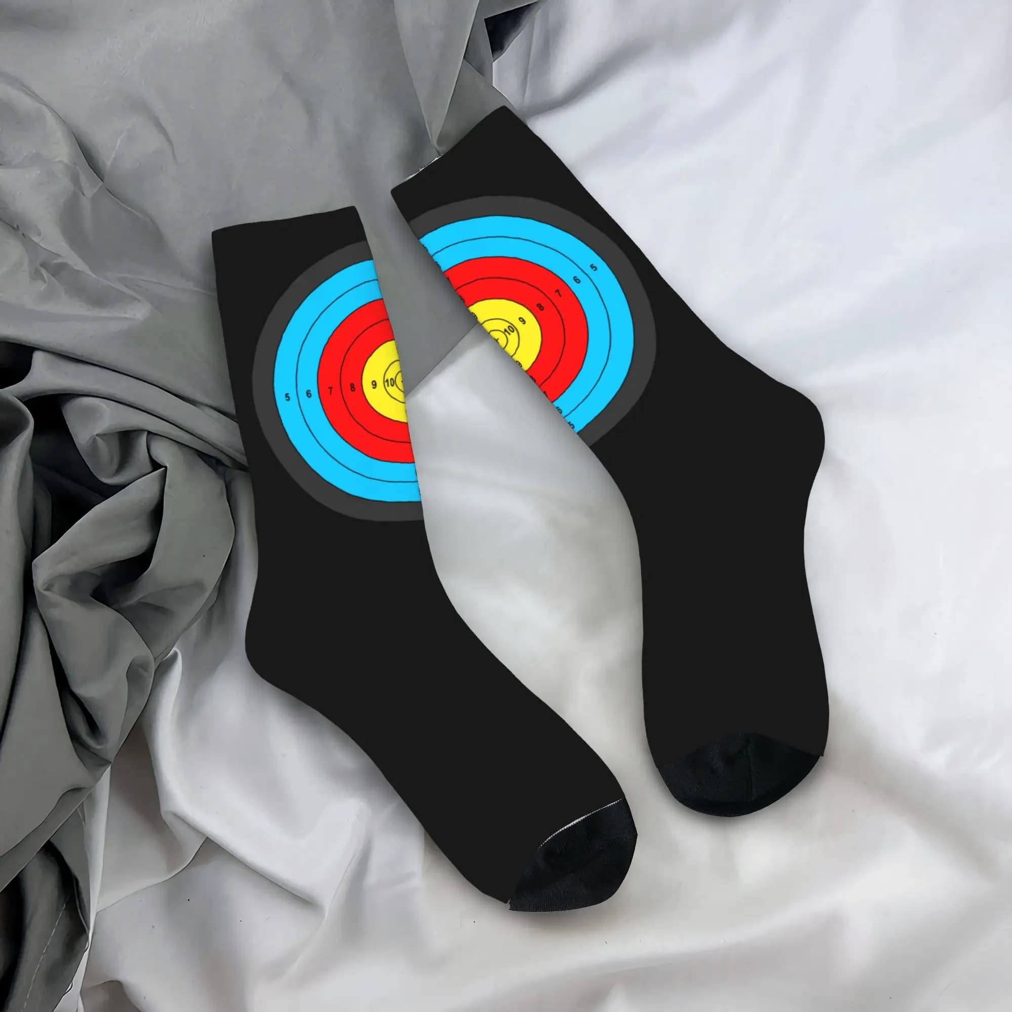 Calzini Personalizzati con Stampa 3D di Bersagli da Tiro, Caldi e Divertenti, per Uomo e Donna, Ideali per Tiro con l'Arco, Freccette, Sport e Basket