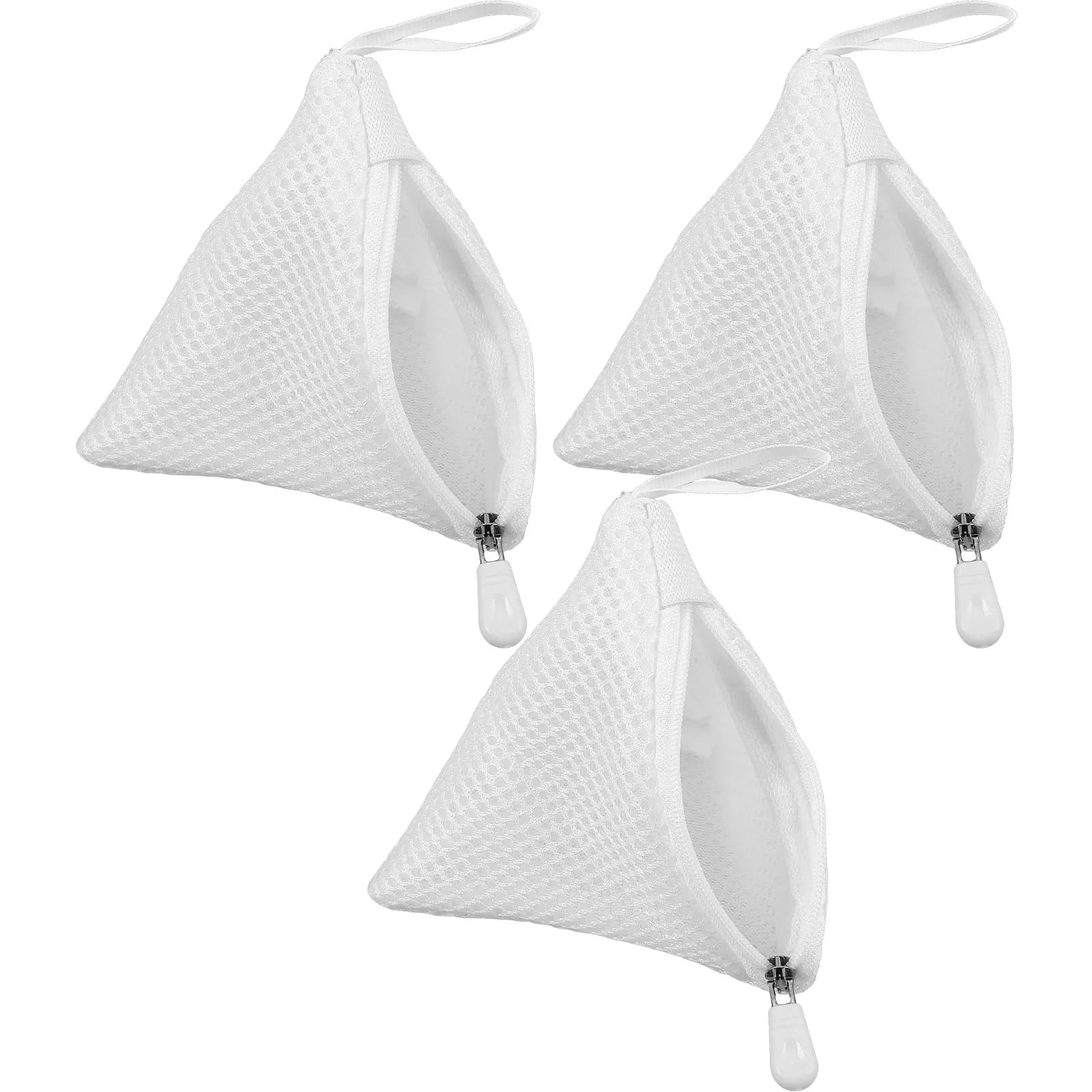 Set of 3 Bags for Washing with Hinge, Net Bags for Socks and Underwear, Triangular Bag in Polyester for Washing Machine