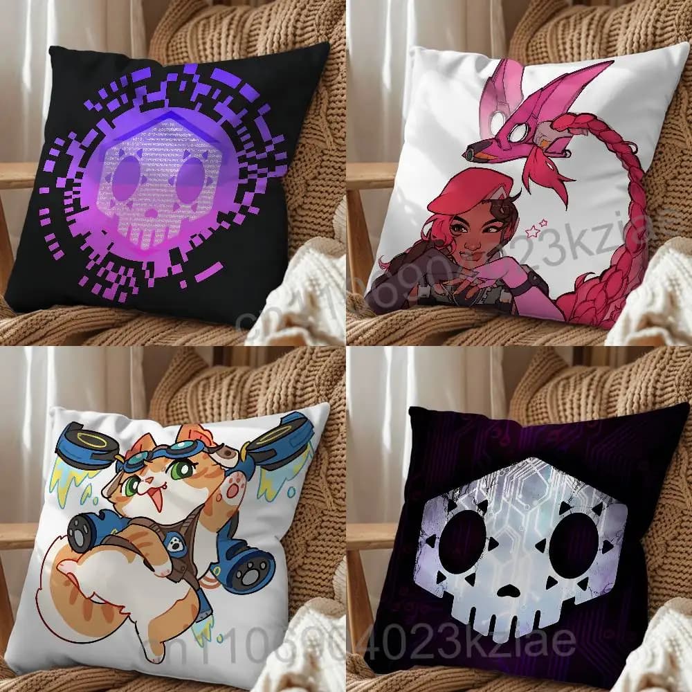 Fodera per cuscino Game Jetpack Cat Overwatch Sierra Sombra, adatta per divano, auto, camera da letto, ufficio, cuscini decorativi