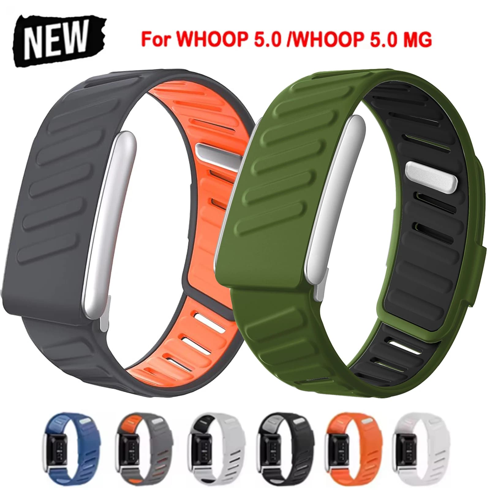 Cinturino in silicone compatibile con WHOOP 5.0/5.0MG, impermeabile, resistente al sudore, cinturino di ricambio per uomo e donna, per cinturini Whoop 5.0