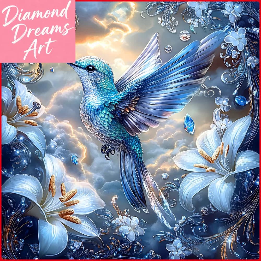 Dipinto Diamantato Senza Cornice, Quadrato o Rotondo, con Diamanti a Forma di Uccello e Giglio, Mosaico Artistico di Animali e Fiori, Quadri Decorativi