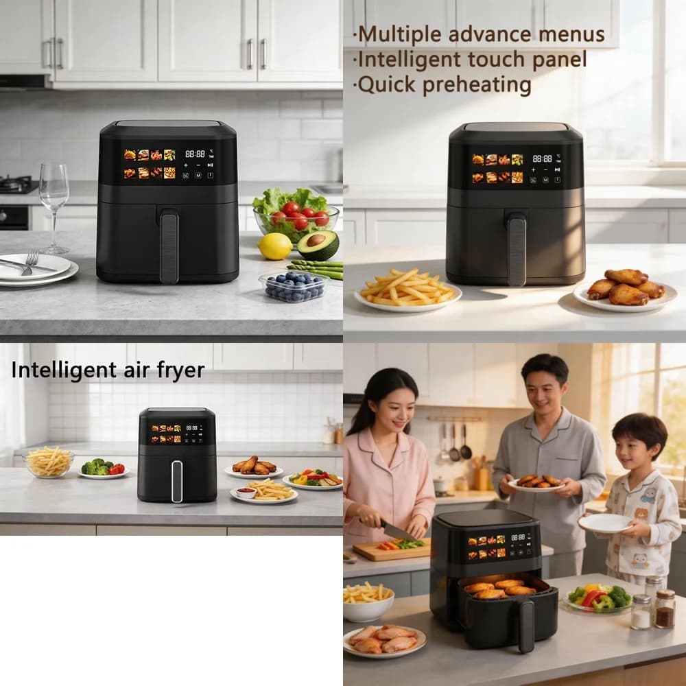 Large Capacity Personalized Digital Air Fryer with Touch Control and Interior Anti-Agent for a Healthy Kitchen