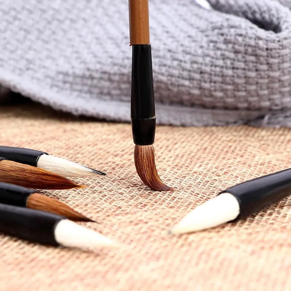 6pcs/Set Bamboo Calligraphy Wrinting Brush Wolf's Hair Writing Brush Traditional Chinese Calligraphy Practice Writing Brush