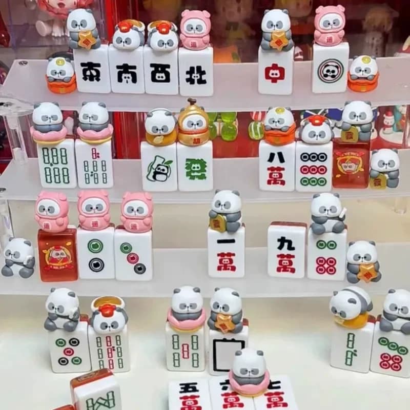 Genuine Mr Pa Waiting For The Tile A Stroke Of Luck Series Blind Bag Blind Box Panda Mini Mahjong Toy Anime Mystery Box Gifts