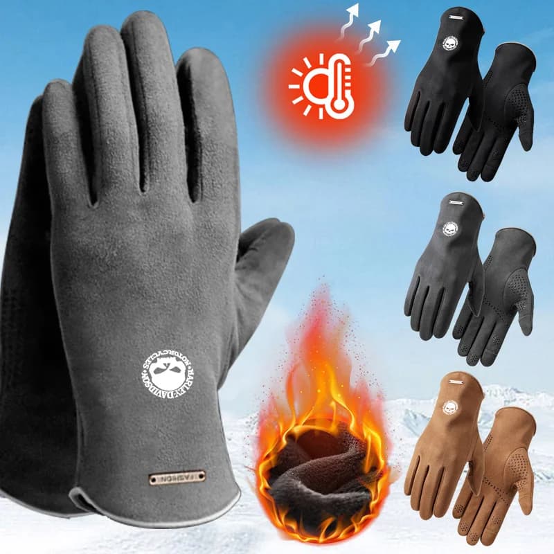 2pc Man Winter Warm Gloves For Harley Davidson Outdoor Sports Driving Motorcycle Riding Anti-slip Flip Cover Gloves Accessory