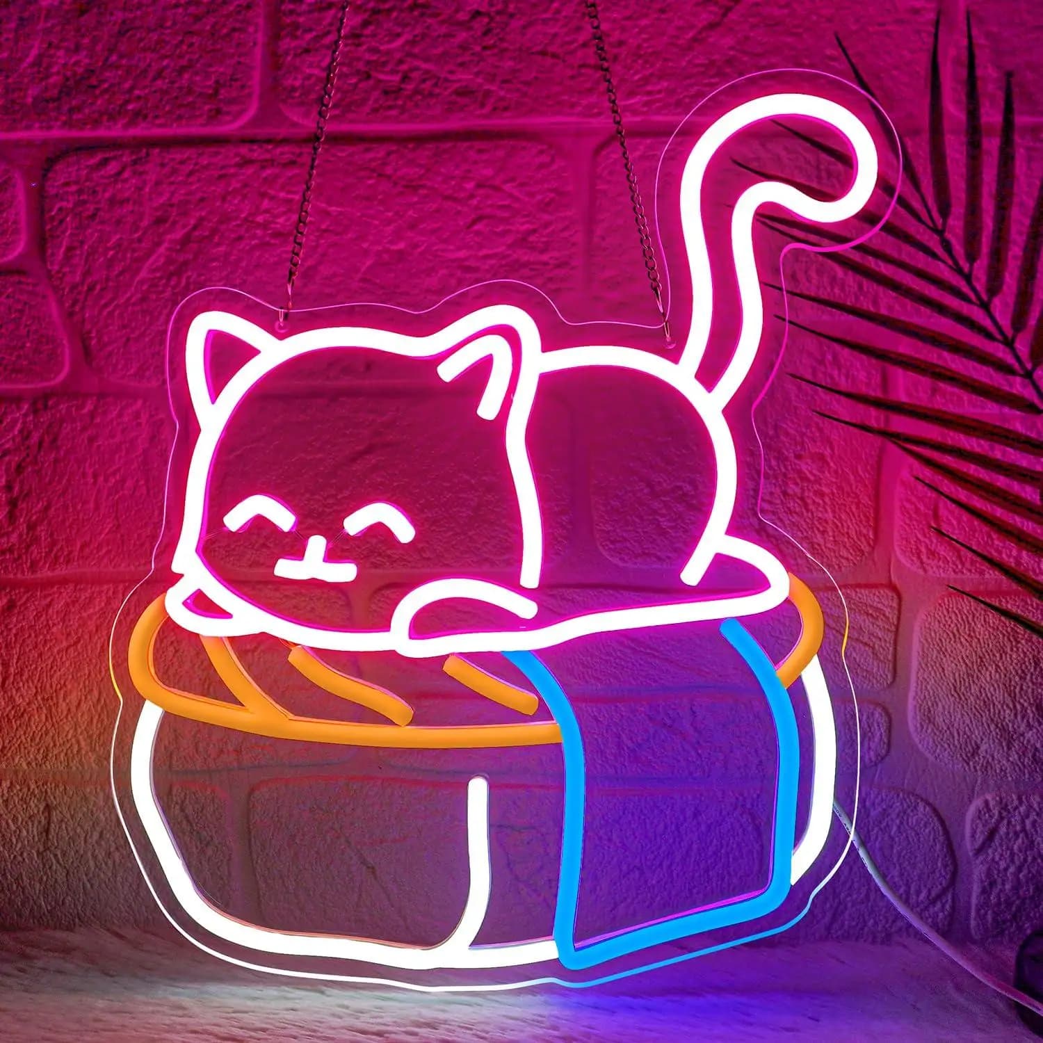 Insegna al Neon a Forma di Gatto Sushi, Luci LED USB Kawaii per Ristoranti di Sushi, Camere da Letto, Negozi di Animali, Decorazione Murale, Regali Speciali, Lampada da Parete