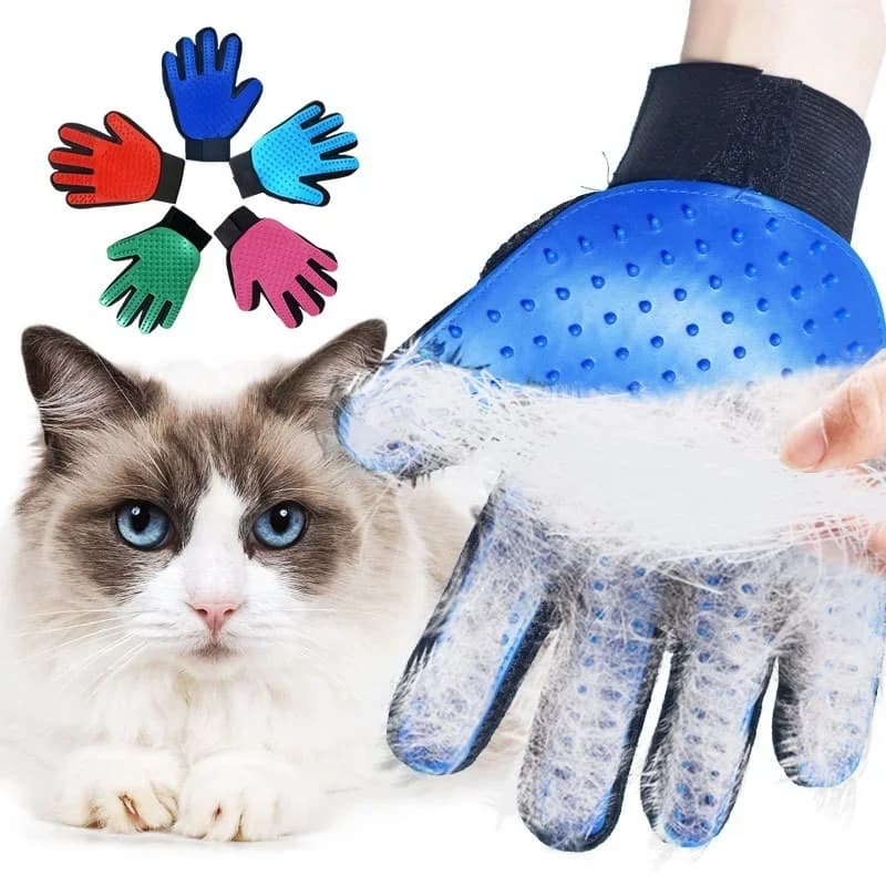 Guanto da toelettatura per gatti guanto da pettine in lana per peli di animali domestici guanto da massaggio per la pulizia del cane da compagnia per accessori