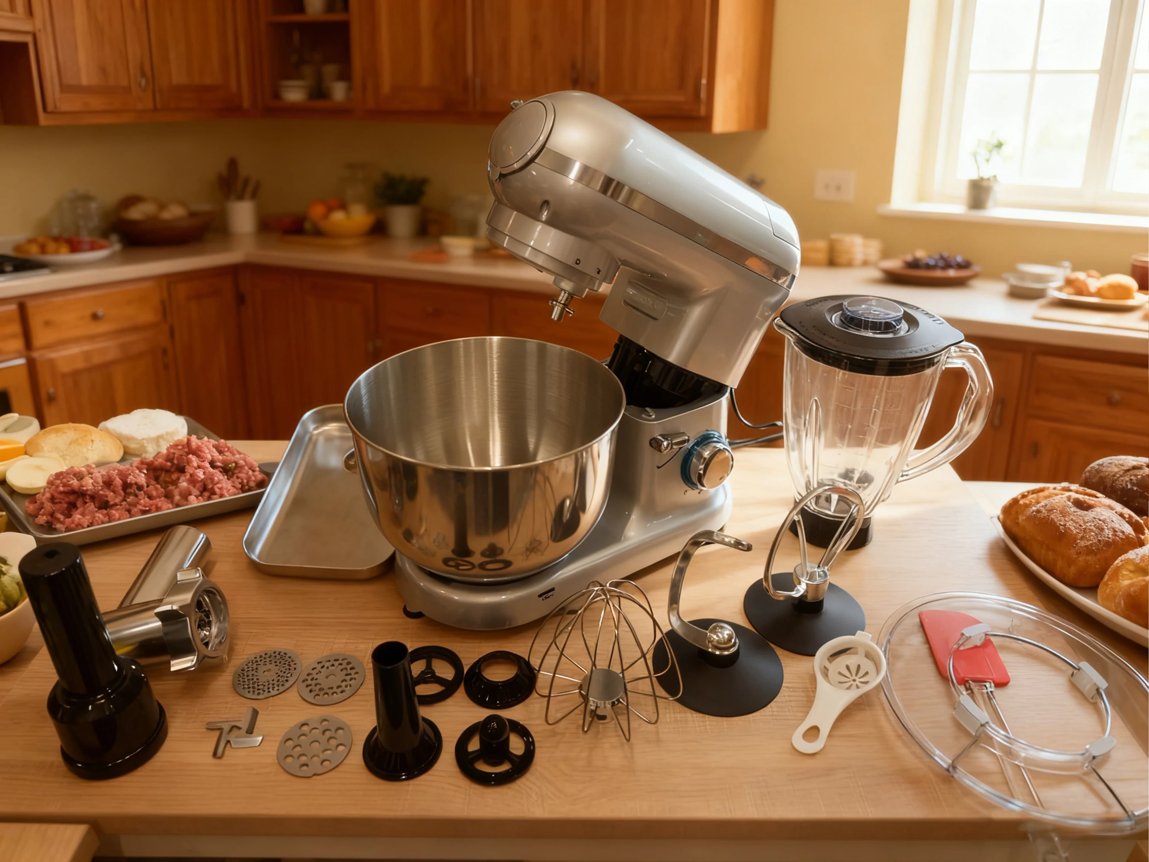 1400W Electric Mixer with 5.5L Stainless Steel Bowl Multifunction Blender and Kitchen Mixer