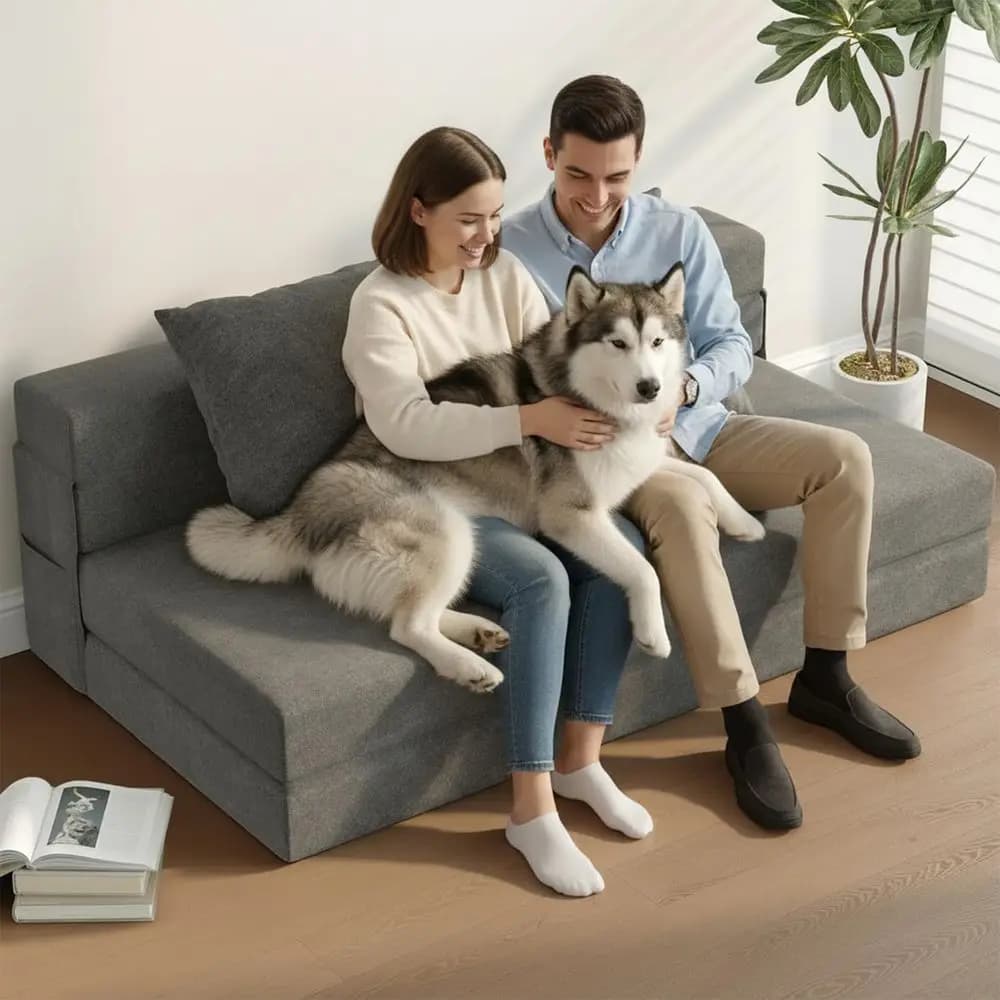 5-in-1 Convertible olding Soa Bed - Sleeper Chair with Pillows, old Out Chair Bed uton Couch, oldable loor Mattror Living Room/D