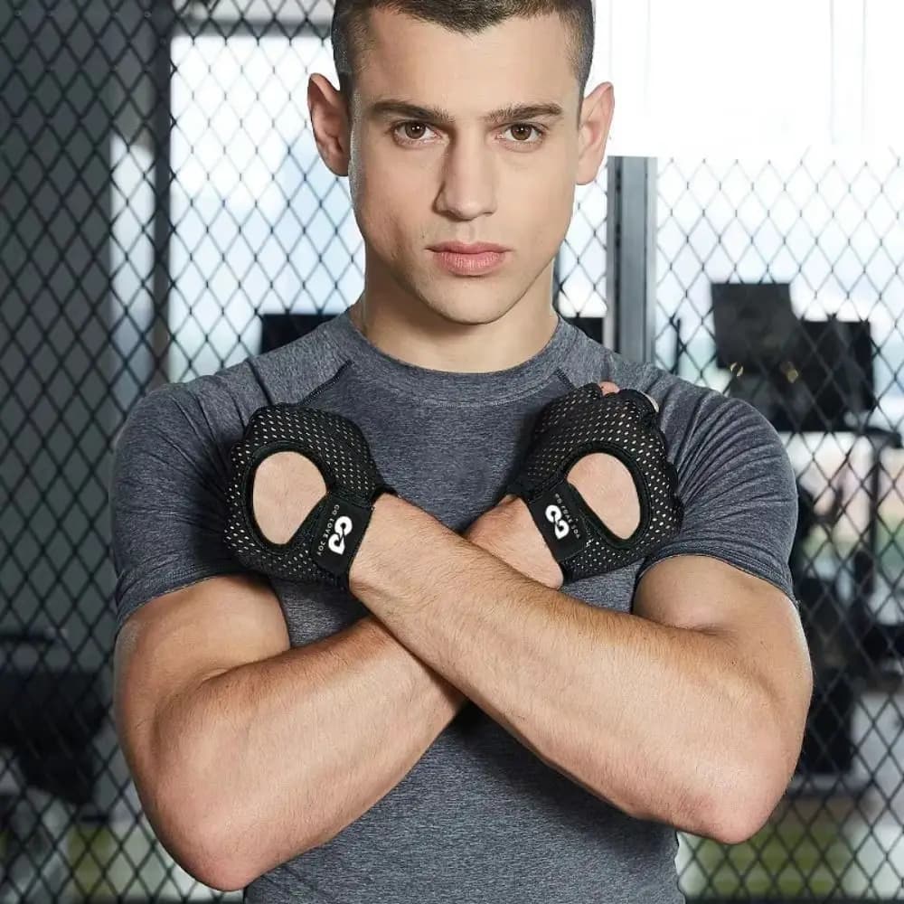 1 pair of breathable cycling gloves, shockproof and anti-slip fitness gloves, palm protectors, half-tip gloves that absorb sweat, for gym