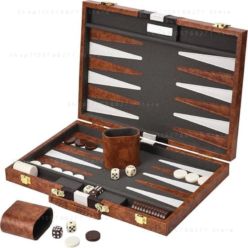 High Quality Leather Backgammon Board Game Mini Travel Chess Set
