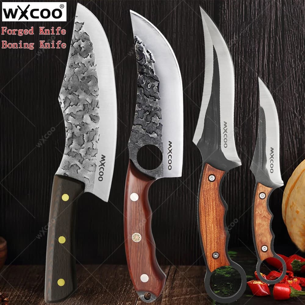 Bone knife for slaughtering forged Stainless steel mannaia knives for meat Fruit Vegetable knife with wooden handle Kitchen butcher knife