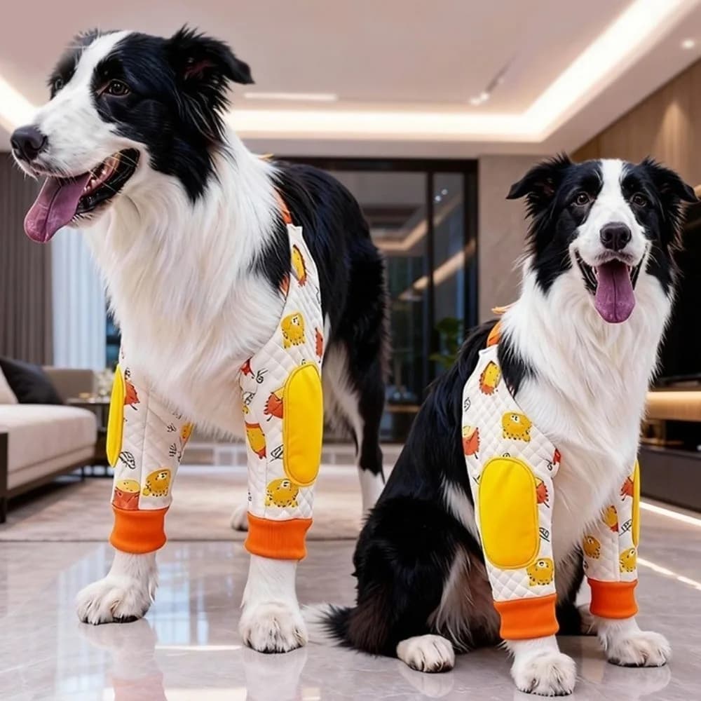 Protezione per Gomito e Ginocchio per Cani, Elastica, Antipolvere, Regolabile, Traspirante, Morbida, con Motivo Cartone Animato, Prevenzione Lesioni