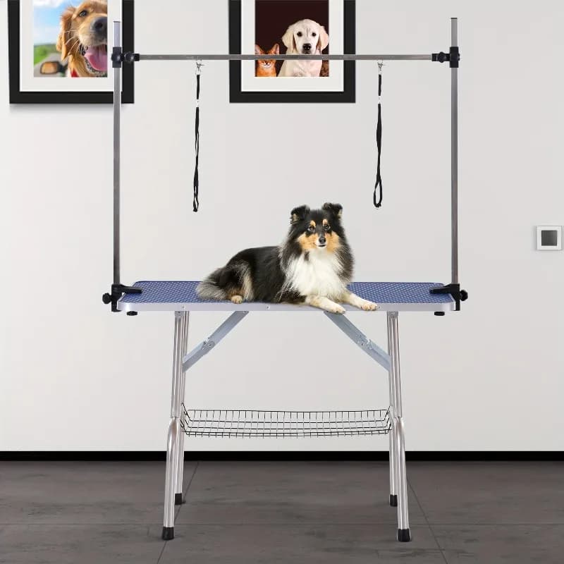 Tavolo da toelettatura per animali domestici, taglio e soffiaggio peli di cani, scaffale pieghevole fisso per la casa, tavolo da rifinitura, tavolo da bagno, tavolo da toelettatura
