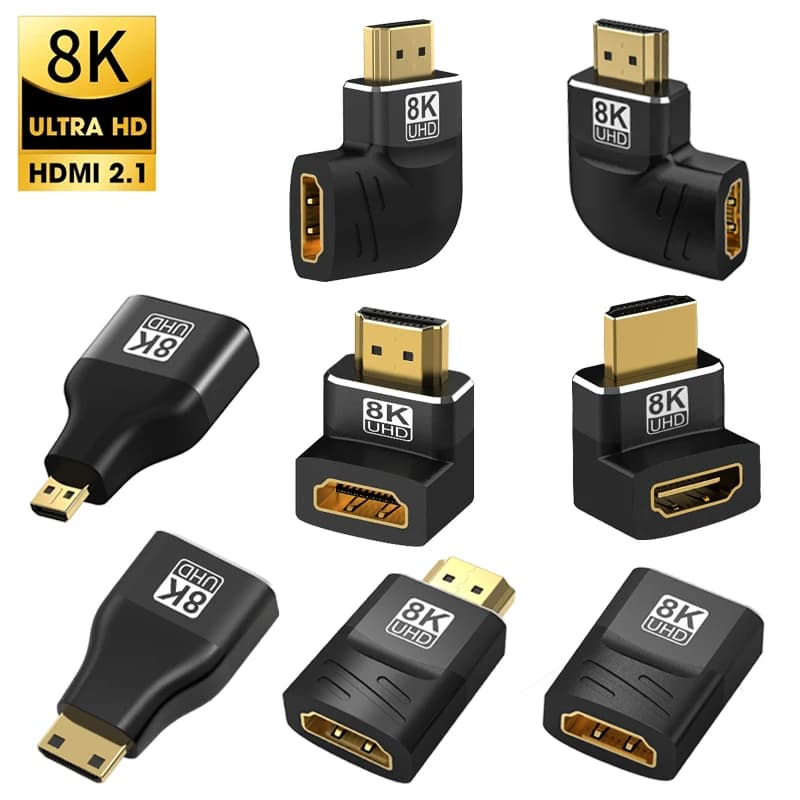 HDMI compatible adapter Mini/Micro HDMI to HDMI 8K 60Hz 4K 120Hz/144Hz male-female converter for HDTV Laptop PS4/3 TV box