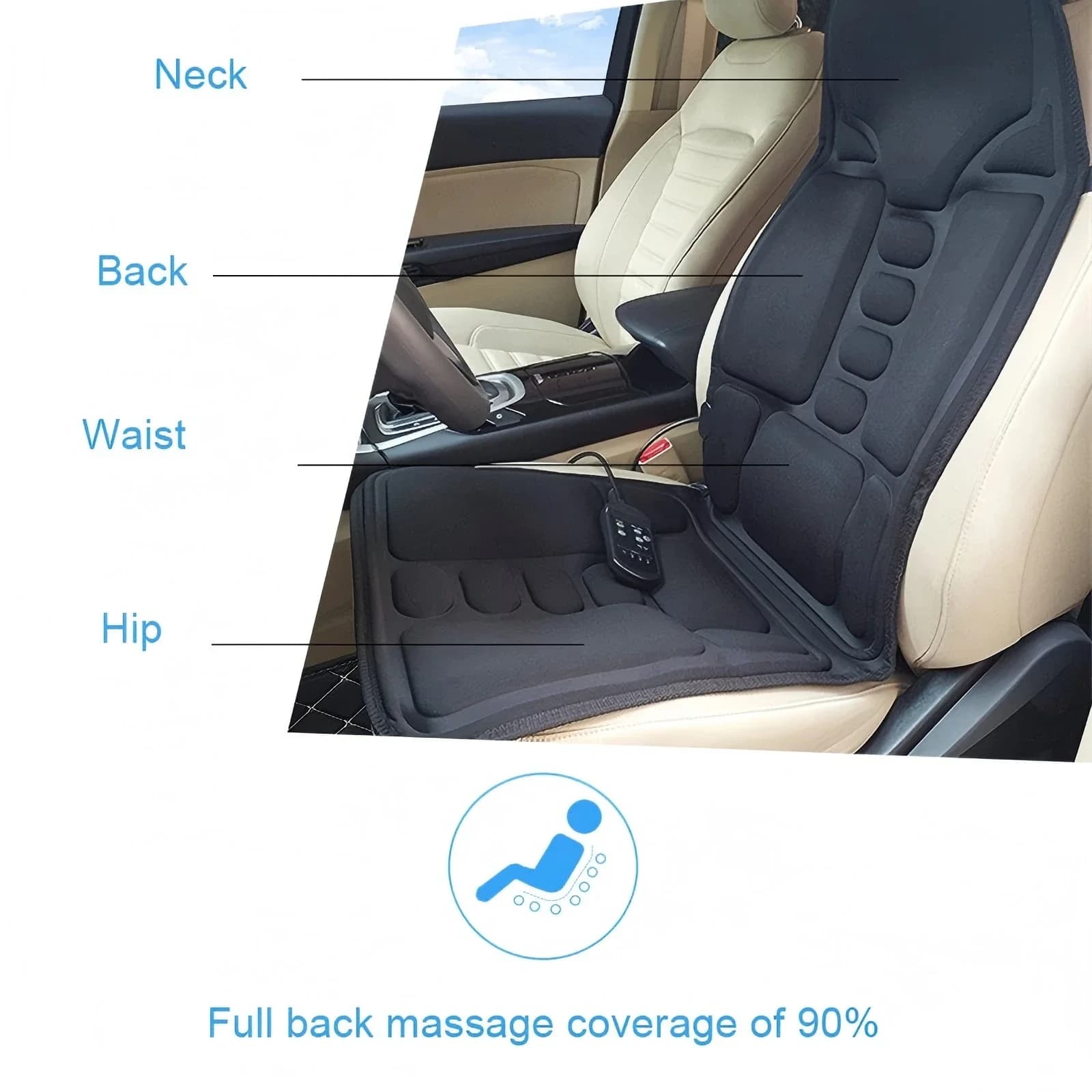 Portable Massage Cushion for All Body, Massage for Column, Back, Life and Hips, for Home, Office and Car