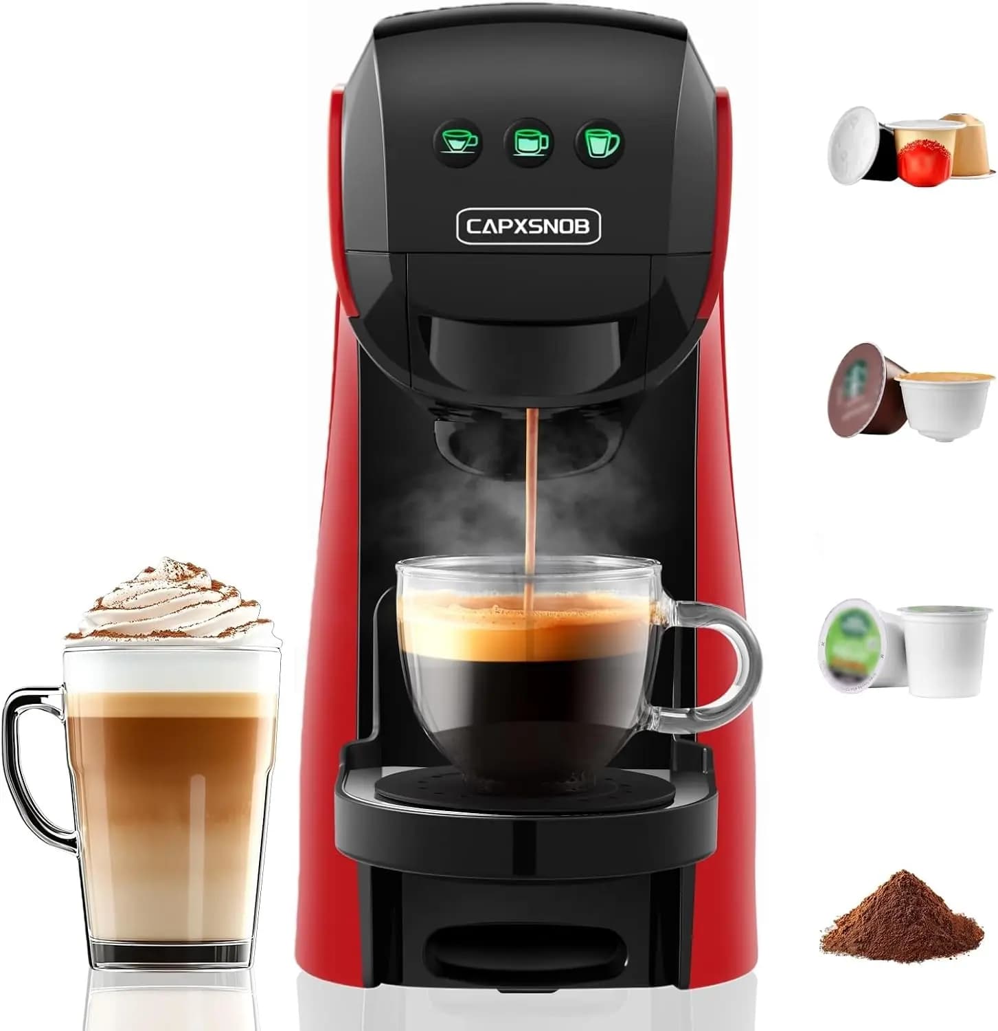 4-in-1 Coffee & Espresso Maker, 20 Bar | Pods & Ground, 3 Cup Sizes, Compact 5.3" Wide for Home/Office