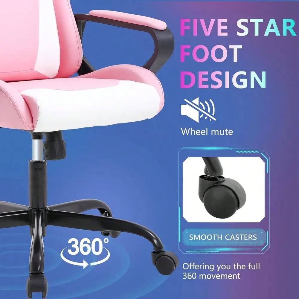 Sedia da Gaming Ergonomica da Ufficio con Braccioli, Girevole a 360°, con Ruote, in PU, Sedia da Scrivania Direzionale con Poggiatesta, Taglia L